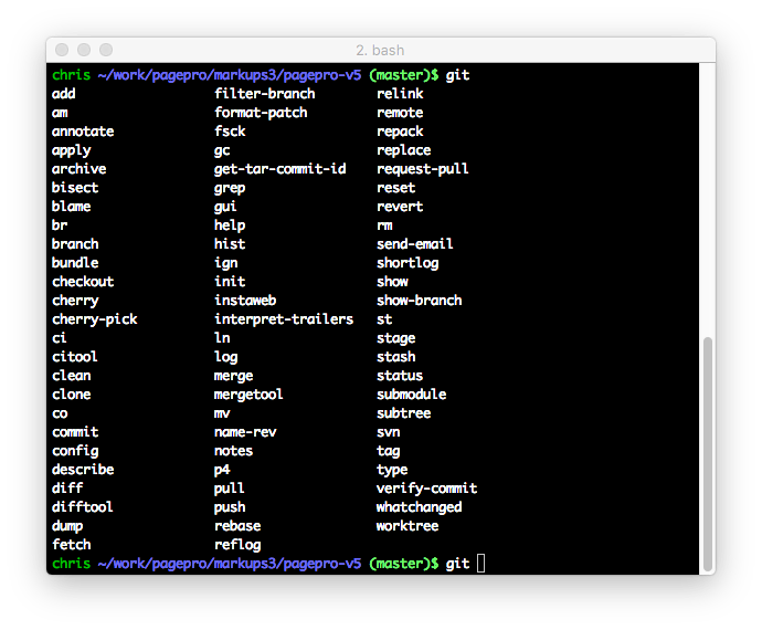 git commands autocompletion