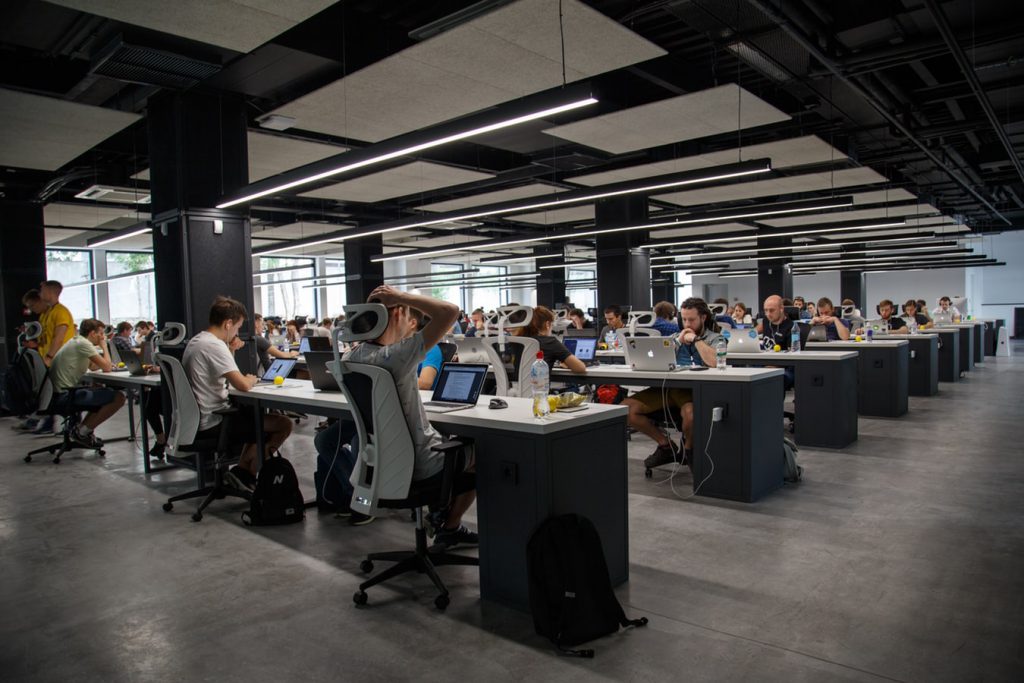 open office space with developers