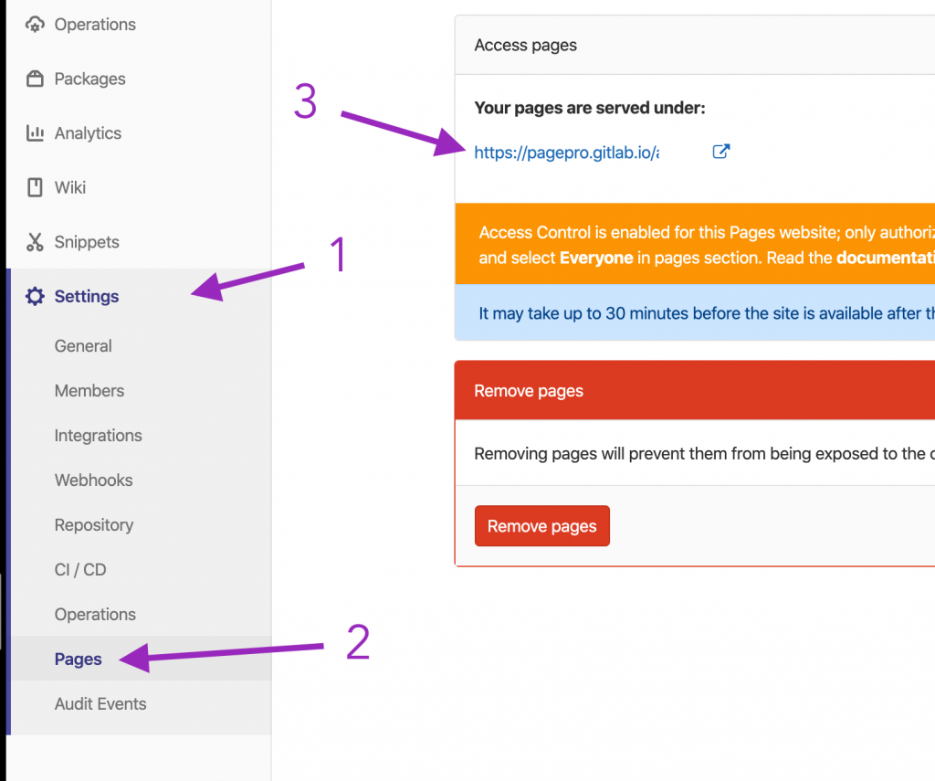 the interface showing how to check is your page is available online