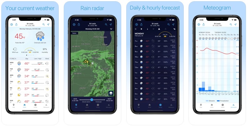 React Native apps: Foreca app screenshots
