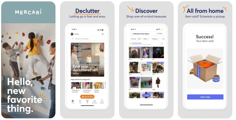 React Native apps: Mercari app screenshots