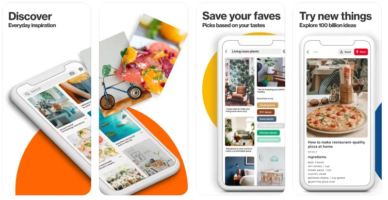 React Native apps: Pinterest app screenshots