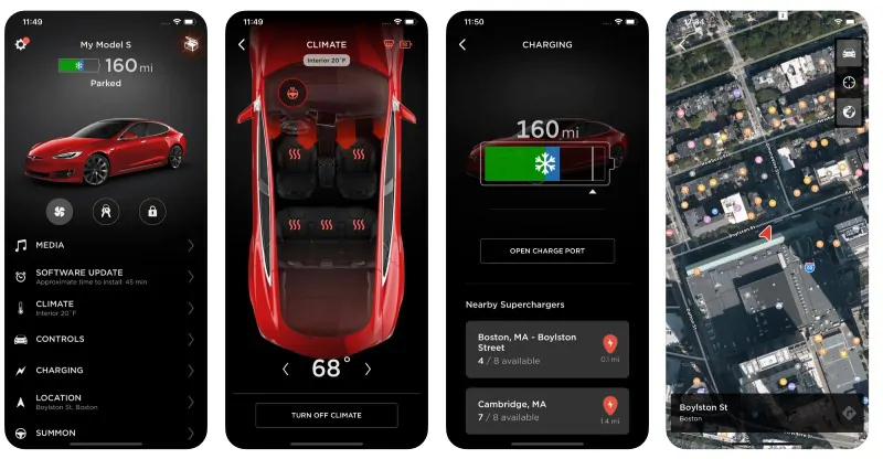 React Native apps: Tesla app screenshots