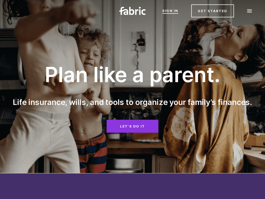 example of gatsby website Fabric website screenshot