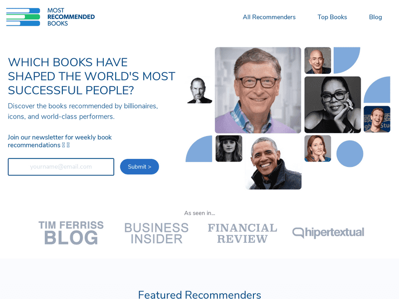 example of gatsby website Most Recommended Books website screenshot