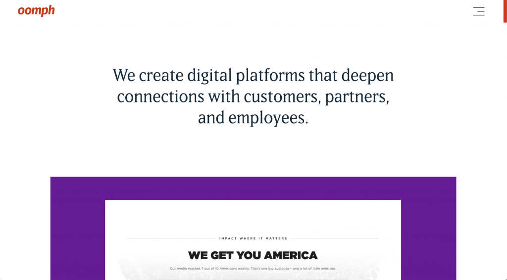 example of gatsby website oomph website screenshot