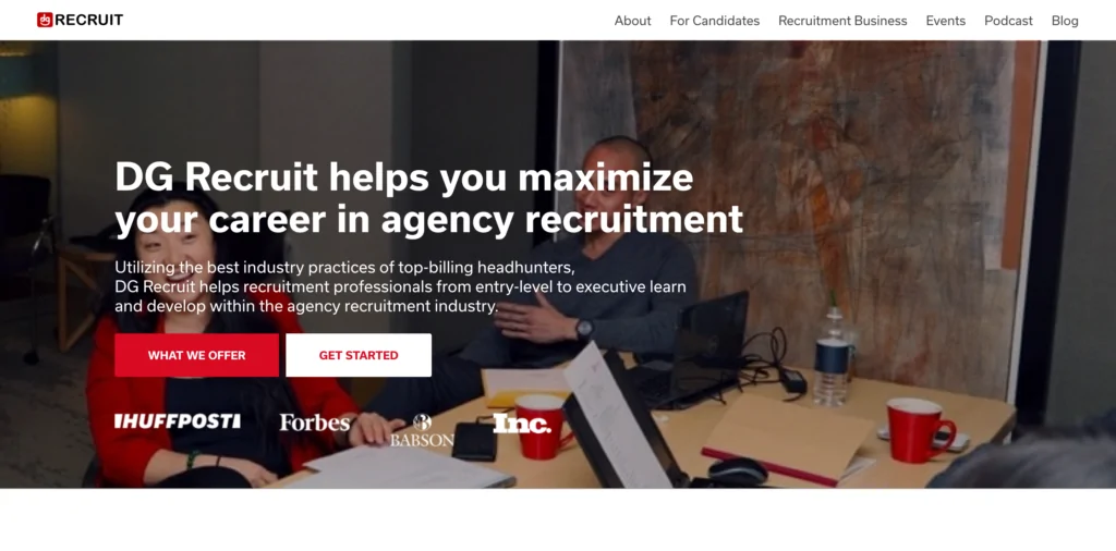 a screenshot of DG Recruit website