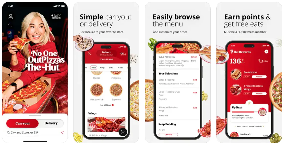 PizzaHutt App Screenshots