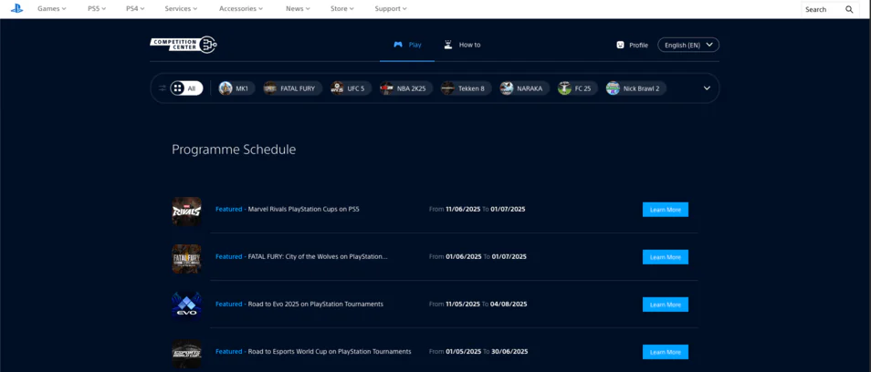 Next.js websites: PlayStation Competition Center