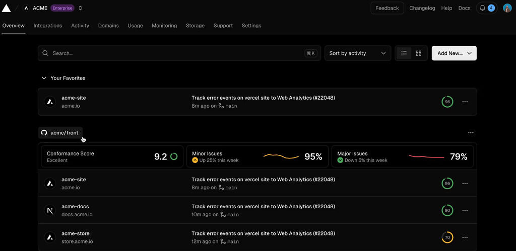 Vercel Dashboard