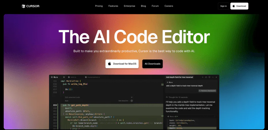 Next.js websites: Cursor