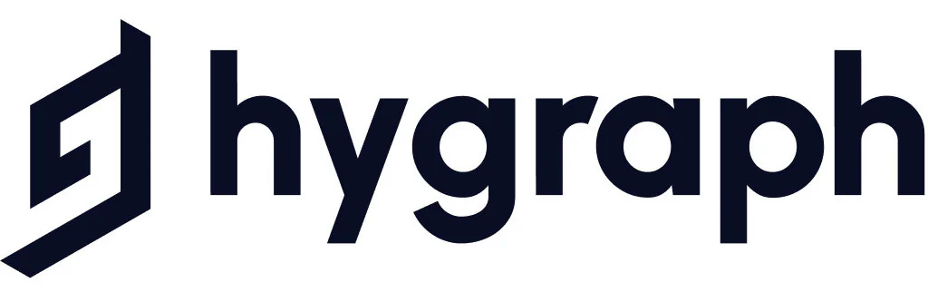Hygraph logo featuring a geometric, angular icon on the left and the word hygraph in bold, modern lowercase letters to the right.