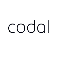 The image shows the word codal written in a minimalist, rounded black font on a white background.