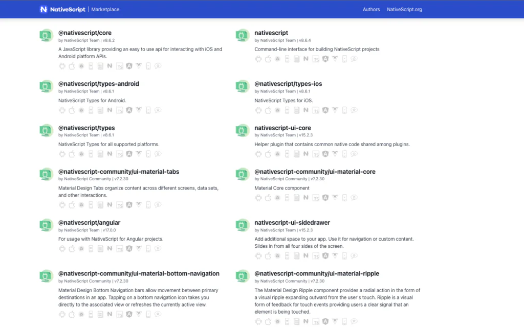 Nativescript marketplace