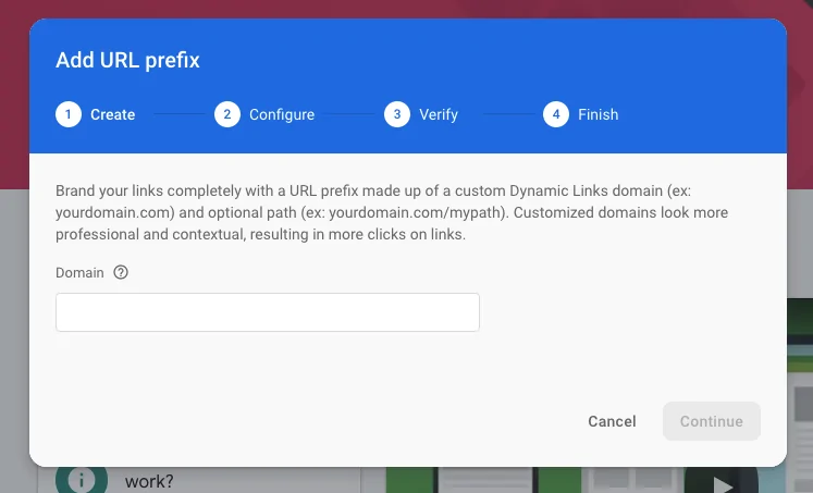 Add URL prefix option in Firebase