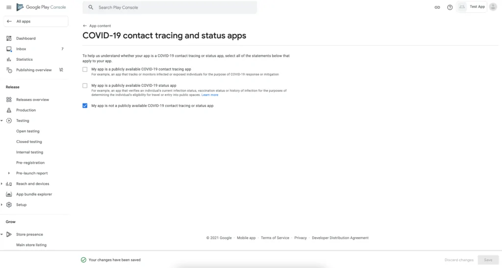 submitting the app in google play console step 4