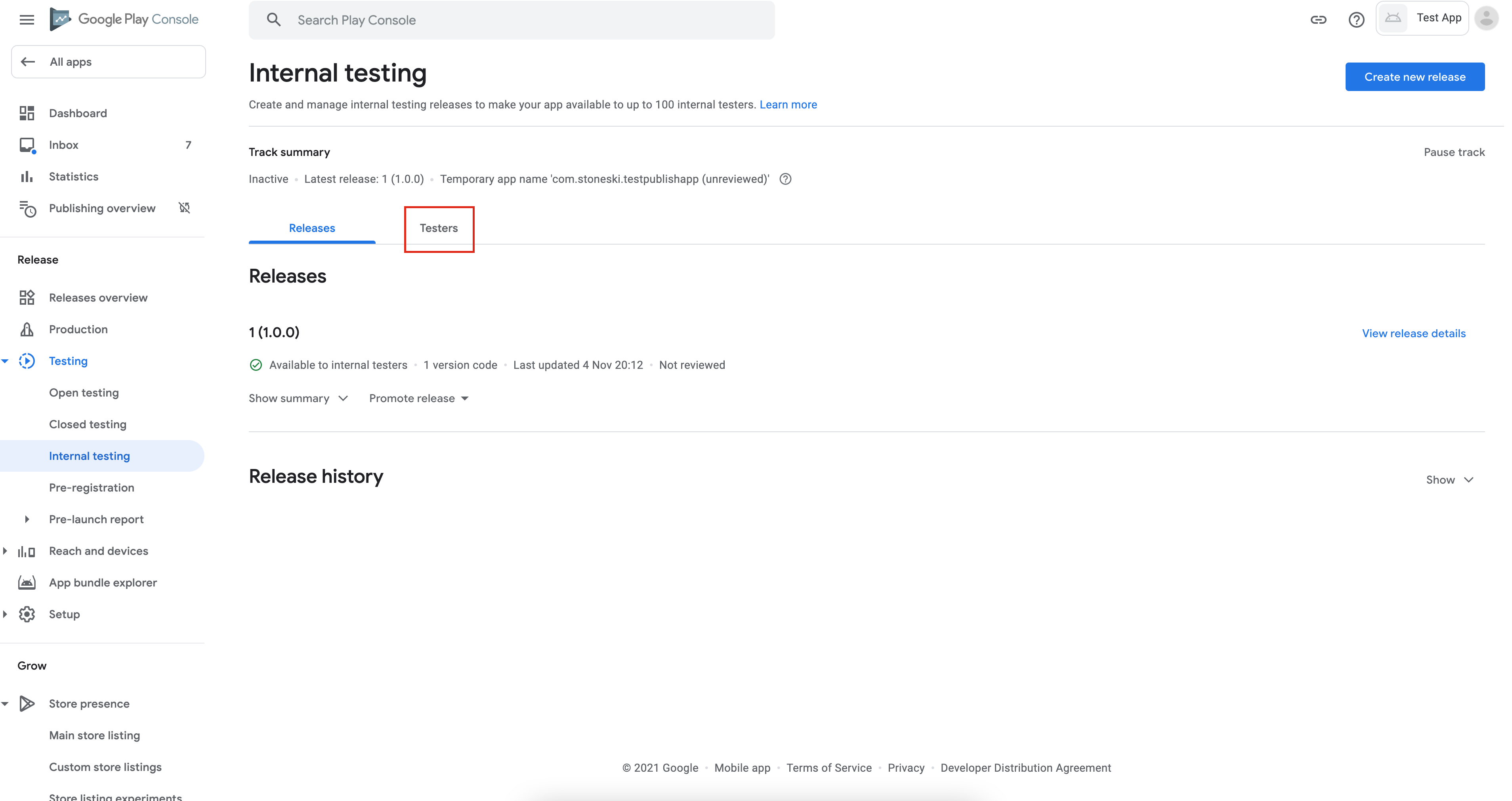 adding testers in google play console step 1