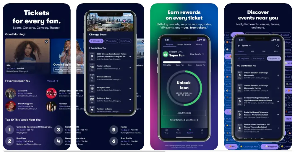 Vivid Seats App Screenshots