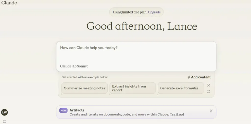 Next.js websites: Claude