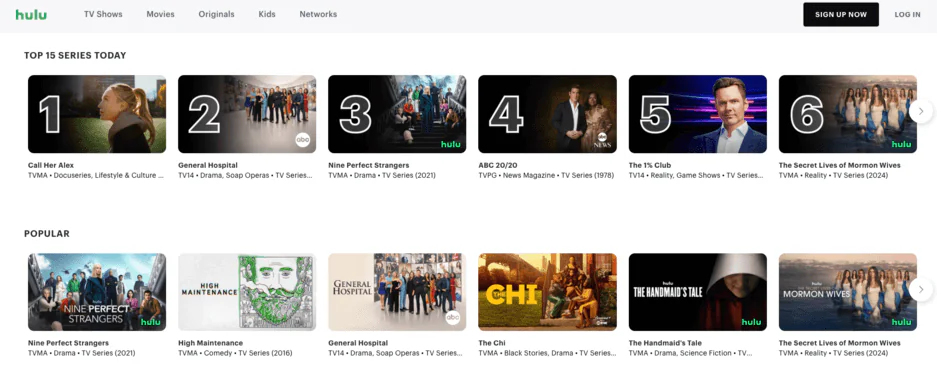 Next.js websites: Hulu