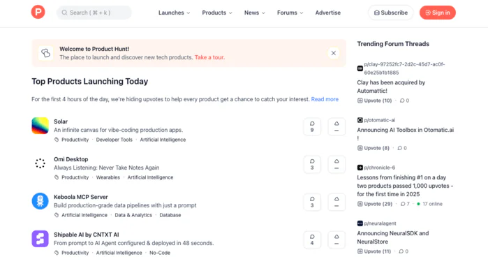Next.js websites: Product Hunt