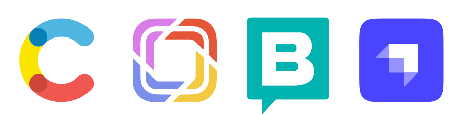 Icons of headless CMS platforms: Contentful, Prismic, Storyblok and Strapi